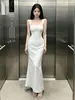 Vestido largo strapless de escote cuadrado, entallado en la cintura, estilo sirena, para mujer, de verano, adelgazante y que realza la figura, estilo maduro y elegante, vestido puro y seductor