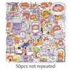 50 Hojas Pegatinas Originales de Chica en Casa Dibujos Simples a Línea Lindas y Femeninas Dibujos Animados Pintadas a Mano Impermeables Decorativas para Diario