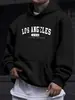 Los Angeles EUA Estampada Masculina Manga Longa Com Cordão Estampada Blusa de Moletom Camiseta Algodão Masculina Casual Outono e Inverno