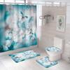 Cortina de baño serie mariposa, cortina de ducha decorativa, alfombrilla absorbente para el suelo, alfombra de inodoro, tapiz de poliéster con impresión digital