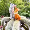 Figuras de Zorro al por Mayor, Zorros de Nueve Colas de Pelo Largo, Accesorios Decorativos para Suculentas, Macetas de Cactus Impermeables y Resistentes al Sol para Paisajismo de Jardín