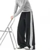 Nuevos Pantalones Casuales de Algodón 380g Otoño 2026 con Bloques de Color y Cordón, Corte Holgado Unisex, Pantalones Rectos Versátiles y Modernos