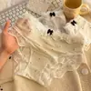 Pantaletas de encaje de lunares para niñas, entrepierna de algodón puro para mujer, calzones antibacterianos de cintura media, moño lindo, estilo japonés de deseo puro