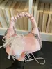 Bolso de Mano Pequeño Casual Simple con Cadena y Plisados, Color Sólido con Lazo, Nuevo 2026, para Mujer