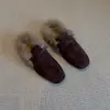 Primer Encuentro Temporada Retro Puntera Cuadrada Tacón Grueso Pantuflas de Piel Sintética Otoño/Invierno Nuevos Mocasines de Punta Cerrada para Mujer