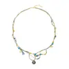 Cadena Larga para Suéter con Colgante de Nudo de Cuerda Tejida Hecho a Mano de Diseño Vintage, Piedra Natural y Borla, Collar con Flor, con un Toque de Lujo para Mujer
