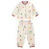 Pijama para Niñas, Algodón de Gasa Clase A, Primavera y Otoño, Ropa de Aire Acondicionado para Niñas para Todas las Estaciones, Conjunto para Niños Pequeños, Ropa de Casa para Bebés