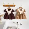 Vestido estilo Academia Coreana para Meninas Pequenas, Moda Fashionável Retro de Princesa para Bebês para Primavera e Outono