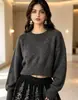 Suéter de tricô redondo transfronteiriço estilo indiano para mulheres, pulôver, novo modelo outono e inverno, caimento solto, design único, blusa de manga comprida
