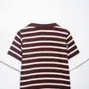 Para Comercio Exterior Europeo y Americano Transfronterizo Ropa de Mujer Aliexpress Más Vendido Verano Holgado Versátil Patchwork Rayado Borgoña Camisa Polo