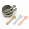 Mordedor para Bebê Garfo de Silicone Tigela de Silicone Colher de Silicone Utensílios de Mesa para Bebê Garfo de Silicone Tigela para Buffet Utensílios Sem