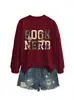 Amazon Wish site independente moda casual retrô feminina nerd de livros floral outono e inverno nova blusa de moletom