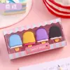 Goma de borrar creativa de simulación para niños 4 estudiantes Linda en caja de cuero limpiador forma de postre goma de borrar para lápiz papelería pequeños regalos