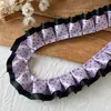 Acessórios de Renda Plissada com Bolinhas Pretas e Rosas de Camada Dupla Material DIY Feito à Mão Tábua de Pintura Fita Acessórios de Cabelo Material para Caderno Decorativo