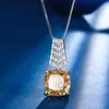 Nuevo Set de Joyería Huabi 2024 Diamante de Alto Carbono Corte Flor de Hielo Cobre Incrustado Diamante Amarillo Lujo Ligero para Mujer 12*12*10*10