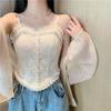 Camisola de encaje para mujer, prenda exterior de moda, prenda interior de diseño Spice Girl, top corto de nicho, hermosa espalda cruzada en el pecho.