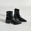 Botines de Moda Estilo Coreano con Punta Fina y Tacón Grueso para Mujer 2026 Otoño/Invierno Botas Versátiles de Temperamento Adelgazantes Botines Color Sólido Botas de Moda