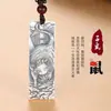 Plata Pura 999 Bolsa Antigua Bagua Navideño Vaca Retro Colgante de Plata Esterlina Collar de Pareja para Hombres y Mujeres