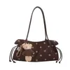 Bolsa Retro de Camurça Feminina Ponto Maillard Retro Bolsa de Ombro Único Bolsa de Axila para o Trabalho