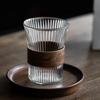 Listra vertical copo de vidro de camada única copo de água doméstica pendurado orelha copo de café espessado calor isolado japonês copo de leite