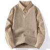Suéter de dos piezas falso para otoño e invierno, camisa de punto con cuello de camisa para hombre, ropa exterior informal de negocios para hombre, camisa de base