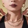 Xinyixinxishi Cadena Hecha a Mano con Cuentas y Circonita 5A Forma de Corazón Acero Inoxidable Chapado en Oro Real de 18K No se Desvanece