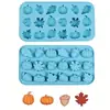 Forma de silicone para bolo de pasta americana para assar formatos de folha de bordo, avelã, abóbora, forma de chocolate para Natal e Halloween