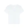 Camiseta Cinza Casual Versátil Chic Estilo Coreano Verão Feminina com Gola Redonda Manga Curta Bordado de Laço no Ombro Direito