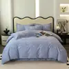 Juego de Cuatro Piezas de Algodón Grueso de Alta Gama, Sábana de Cama Cepillada de Algodón Puro de 60 Hilos, Funda de Edredón, Juego de Ropa de Cama de Tres Piezas para Otoño e Invierno
