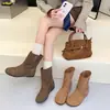 Botas finas de punta redonda estilo retro para mujer, nuevas botas western versátiles de gamuza otoño 2026, botas cortas Birkenstock adelgazantes