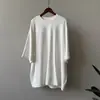 Camiseta casual de cuello redondo y manga corta estilo americano Beishan Tongshu para mujer, top casual holgado de longitud media 82296
