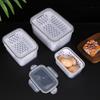 Caixa de Armazenamento Selada Transparente para Frutas e Vegetais de Grau Alimentício com Dreno e Camada Dupla - Conjunto de Três Peças
