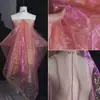 Tejido de organza de alta densidad de dos colores, malla degradada, brillo translúcido, caída, falda esponjosa, tejido para diseñador de ropa