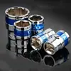 Chave de soquete manual cromada de 1/2 polegada, azul, com encaixe hexagonal de 8 a 32 mm.