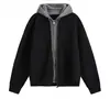 Nuevo Estilo Perezoso Falso Dos Piezas Cárdigan con Capucha Tejido para Hombre Otoño e Invierno Nueva Marca Retro Moderna Chaqueta Tejida Top