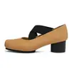 Versión de Piel de Vaca~Zapatos Mary Jane Cruzados Umaw para Mujer, Zapatos de Ballet de Tacón Bajo, Punta Cuadrada de Nariz de Cerdo, Boca Baja, Zapatos de Salón Retro
