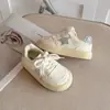Tênis de Treino Alemão Infantil 2026 Primavera/Outono Novo Estilo Coreano Meninas Sola Grossa Sapatos Brancos Sapatos Casuais Esportivos Tênis de Lona com Lantejoulas