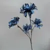 Orquídea morada de cuatro cabezas, crisantemo artificial, decoración de flor artificial, adorno de flor artificial para la sala de estar, apto para envío transfronterizo, flores artificiales disponibles para entrega