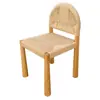 Silla de Comedor Retro de Madera Maciza con Tejido de Ratán para el Hogar Diseño de Mediados de Siglo Estilo Wabi-Sabi Silla Individual para Alojamiento Rural con Respaldo de Tejido de Cuerda Silla de Maquillaje
