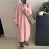 Cárdigan de Punto Coreano de Longitud Media por Encima de la Rodilla con Cuello en V Talla Grande para Mujer Chaqueta de Punto Estilo Perezoso Otoño e Invierno Top Holgado