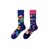 Calcetines de Moda Originales Asimétricos Estilo AB para Mujer Calcetines de Algodón de Verano Zhejiang Arte de Dibujos Animados Personalizado Calcetines de Algodón de Tubo Medio para Hombres y Mujeres