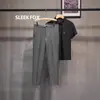 Pantalones cropped elegantes de color liso, ajustados, con forro de forro polar, versátiles, para otoño e invierno, nuevos pantalones formales de negocios casual para hombre