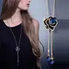 Cadena de Suéter de Piedra Ojo de Gato de Venta Caliente Europea y Americana, Collar Largo, Joyería de Nicho de Lujo Ligero para Mujer, Accesorios de Borla de Alta Gama para Otoño e Invierno