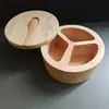Suministro Directo de Fábrica a Amazon, Frasco para Condimentos de Doble Compartimento, Frasco para Sal, Frasco para Especias de Bambú, Caja de Almacenamiento para Utensilios de Cocina