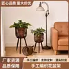 Jarrón alto de mimbre para flores, maceta tejida creativa, soporte para flores estilo ins, soporte decorativo para macetas de interior, soporte de madera para flores para balcón