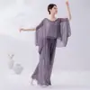 Nuevo Conjunto de Vestuario Danza de Hadas Estilo Chino para Mujeres, con Elegante Blusa de Gasa y Pantalones de Pierna Ancha, Ropa de Práctica de Danza Clásica Estilo Chino