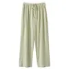 Pantalones de Pijama de Algodón Acanalado de Color para Mujer Tr7030 al por Mayor en Stock, Estilo Otoño Nuevo, Color Sólido, Casual, Una Pieza Envío Directo
