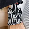 Bolsa de Lona de Grande Capacidade Nicho, Bolsa de Mão Coelho de Ombro Único, Design Fofo para Estudantes, Bolsa Tote de Tricô para o Dia a Dia, Versão Coreana