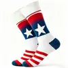 Calcetines de Jacquard de Media Pantorrilla con Tema de Bandera Americana Transfronterizos, Calcetines Personalizados de Moda para el Día de la Independencia, Calcetines de Algodón Jacquard Unisex de Alta Venta