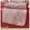 Conjunto de Colcha de Verão Quatro Peças Estilo Fair Isle Desenho Animado, Lavável à Máquina, Colcha Fina de Verão para Crianças, Dormitório de Estudante, Ar Condicionado